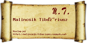 Malincsik Tibériusz névjegykártya